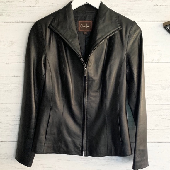 Cole Haan Wing Collar Leather Jacket - Picture 3 of 16
